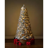 Home Accents Holiday 6.5 ft. Pre-Lit Flocked Pine Artificial Christmas Tree with 200 Lights