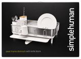 simplehuman Stainless Steel Frame Dish Rack with Swivel Spout & Knife Block