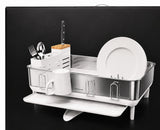 simplehuman Stainless Steel Frame Dish Rack with Swivel Spout & Knife Block