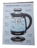 Chefman 1.8L Fast-Boil Electric Kettle with Tea Infuser, 1500 W Glass Hot Water Boiler
