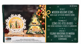 11.6" H Wooden Christmas Light-Up Icons Snowflake & Tree 3D LED Statue, Set of 2