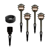 VOLT 4-Piece Premier Pagoda Brass Path Light Expansion Kit – LED Landscape Pathway Lighting Set