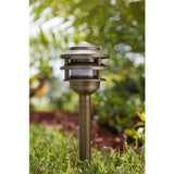 VOLT 4-Piece Premier Pagoda Brass Path Light Expansion Kit – LED Landscape Pathway Lighting Set