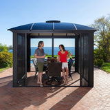 Paragon Siena Aluminum Hardtop Gazebo with Sliding Screen Walls