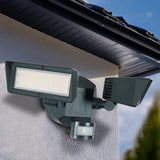 VOLT 120V Twin Head Rectangular Security Light with Motion Sensor – LED Outdoor Flood Light