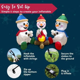 6 ft. Pre-Lit 3-Snowman Campfire Christmas Inflatable with Swirling LED Lights