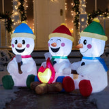 6 ft. Pre-Lit 3-Snowman Campfire Christmas Inflatable with Swirling LED Lights