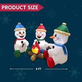 6 ft. Pre-Lit 3-Snowman Campfire Christmas Inflatable with Swirling LED Lights