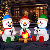 6 ft. Pre-Lit 3-Snowman Campfire Christmas Inflatable with Swirling LED Lights