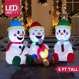 6 ft. Pre-Lit 3-Snowman Campfire Christmas Inflatable with Swirling LED Lights