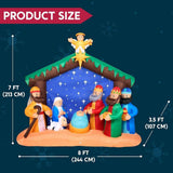 8 ft. Pre-Lit Christmas Nativity Scene Inflatable with Mary, Joseph, Baby Jesus, Wise Men and Sheep