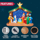 8 ft. Pre-Lit Christmas Nativity Scene Inflatable with Mary, Joseph, Baby Jesus, Wise Men and Sheep