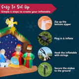 8 ft. Pre-Lit Christmas Nativity Scene Inflatable with Mary, Joseph, Baby Jesus, Wise Men and Sheep