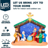 8 ft. Pre-Lit Christmas Nativity Scene Inflatable with Mary, Joseph, Baby Jesus, Wise Men and Sheep