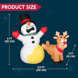Joyfy 6.6 ft. Reindeer Peeing on Snowman Christmas Inflatable with LED Lights