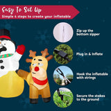 Joyfy 6.6 ft. Reindeer Peeing on Snowman Christmas Inflatable with LED Lights