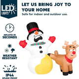 Joyfy 6.6 ft. Reindeer Peeing on Snowman Christmas Inflatable with LED Lights