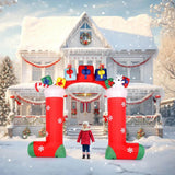 Karl Home 10.9 ft. Wide Pre-Lit Christmas Stocking Archway Inflatable with 11 LED Lights