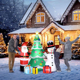 Karl Home 6.5 ft. Pre-Lit Santa, Snowman and Christmas Tree Inflatable with 11 LED Lights