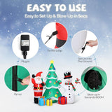Karl Home 6.5 ft. Pre-Lit Santa, Snowman and Christmas Tree Inflatable with 11 LED Lights