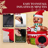 5.91 ft. Pre-Lit Gingerbread Man in Hot Cocoa Cup Christmas Inflatable with 5 LED Lights