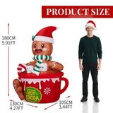 5.91 ft. Pre-Lit Gingerbread Man in Hot Cocoa Cup Christmas Inflatable with 5 LED Lights