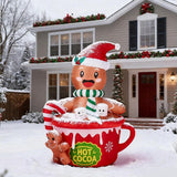 5.91 ft. Pre-Lit Gingerbread Man in Hot Cocoa Cup Christmas Inflatable with 5 LED Lights