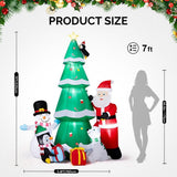 Karl Home 7.5 ft. Pre-Lit Christmas Tree Inflatable with Santa, Snowman & Penguin