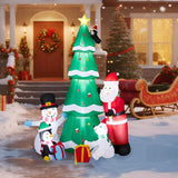 Karl Home 7.5 ft. Pre-Lit Christmas Tree Inflatable with Santa, Snowman & Penguin