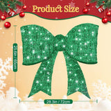 Karl Home 28.3" Pre-Lit Red Christmas Bow with 124 Warm White LED Lights