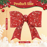 Karl Home 28.3" Pre-Lit Red Christmas Bow with 124 Warm White LED Lights
