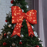Karl Home 28.3" Pre-Lit Red Christmas Bow with 124 Warm White LED Lights