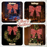 Karl Home 28.3" Pre-Lit Red Christmas Bow with 124 Warm White LED Lights
