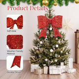 Karl Home 28.3" Pre-Lit Red Christmas Bow with 124 Warm White LED Lights