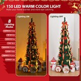 Karl Home 6 ft. Pre-Lit Pop-Up Artificial Christmas Tree with 150 LEDs, 8 Modes & Ornaments