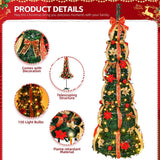 Karl Home 6 ft. Pre-Lit Pop-Up Artificial Christmas Tree with 150 LEDs, 8 Modes & Ornaments