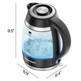 Chefman 1.8L Fast-Boil Electric Kettle with Tea Infuser, 1500 W Glass Hot Water Boiler