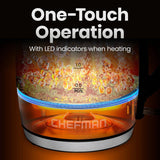 Chefman 1.8L Fast-Boil Electric Kettle with Tea Infuser, 1500 W Glass Hot Water Boiler
