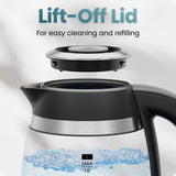 Chefman 1.8L Fast-Boil Electric Kettle with Tea Infuser, 1500 W Glass Hot Water Boiler