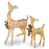 38" & 28" Pre-Lit Gold Doe and Fawn Christmas Decorations Set with 105 LED Light