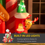 Outsunny 10 ft. Pre-Lit Christmas Candy Castle Inflatable with Santa and Rotating Light