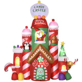 Outsunny 10 ft. Pre-Lit Christmas Candy Castle Inflatable with Santa and Rotating Light