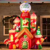 Outsunny 10 ft. Pre-Lit Christmas Candy Castle Inflatable with Santa and Rotating Light