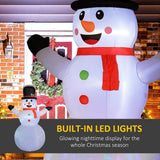 Outsunny 12 ft. Giant Pre-Lit Snowman Inflatable with Cardinal and Rotating Color Light