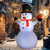 Outsunny 12 ft. Giant Pre-Lit Snowman Inflatable with Cardinal and Rotating Color Light