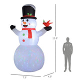 Outsunny 12 ft. Giant Pre-Lit Snowman Inflatable with Cardinal and Rotating Color Light