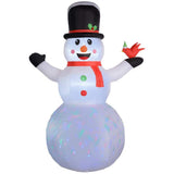 Outsunny 12 ft. Giant Pre-Lit Snowman Inflatable with Cardinal and Rotating Color Light