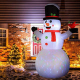 Outsunny 12 ft. Giant Pre-Lit Snowman Inflatable with Cardinal and Rotating Color Light
