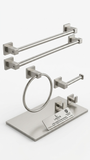 Landia Home 6-Piece Bathroom Hardware Set, Satin Brushed Nickel Towel Bar Kit