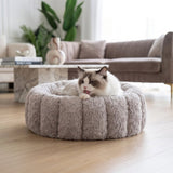 PawsPik 20" 3-in-1 Convertible Plush Cat Cave & Donut Bolster Hideaway Pet House